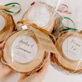 Gift Wrapped Wood Slice Candle Favors